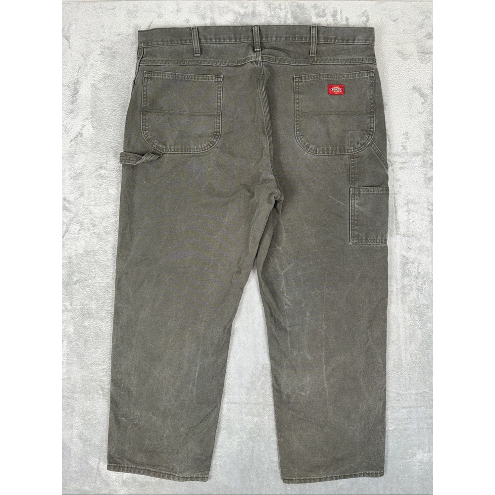 Dickies Carpenter Pants Men's 42x30 Olive Green Relaxed Fit Canvas Workwear - Picture 2 of 11